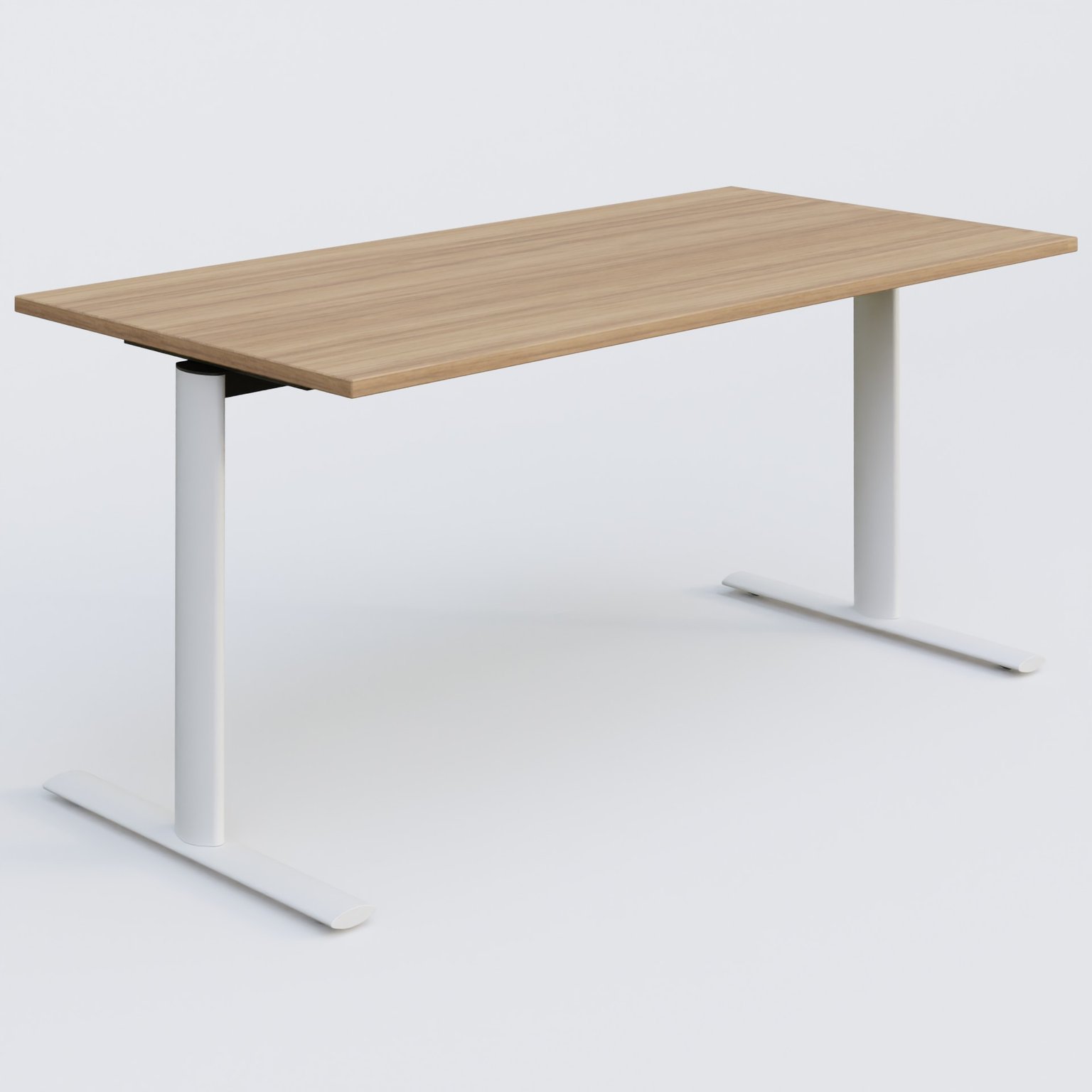 Module droit gamme Pure 160-80 cm. Plateau Noyer et pietement Blanc.