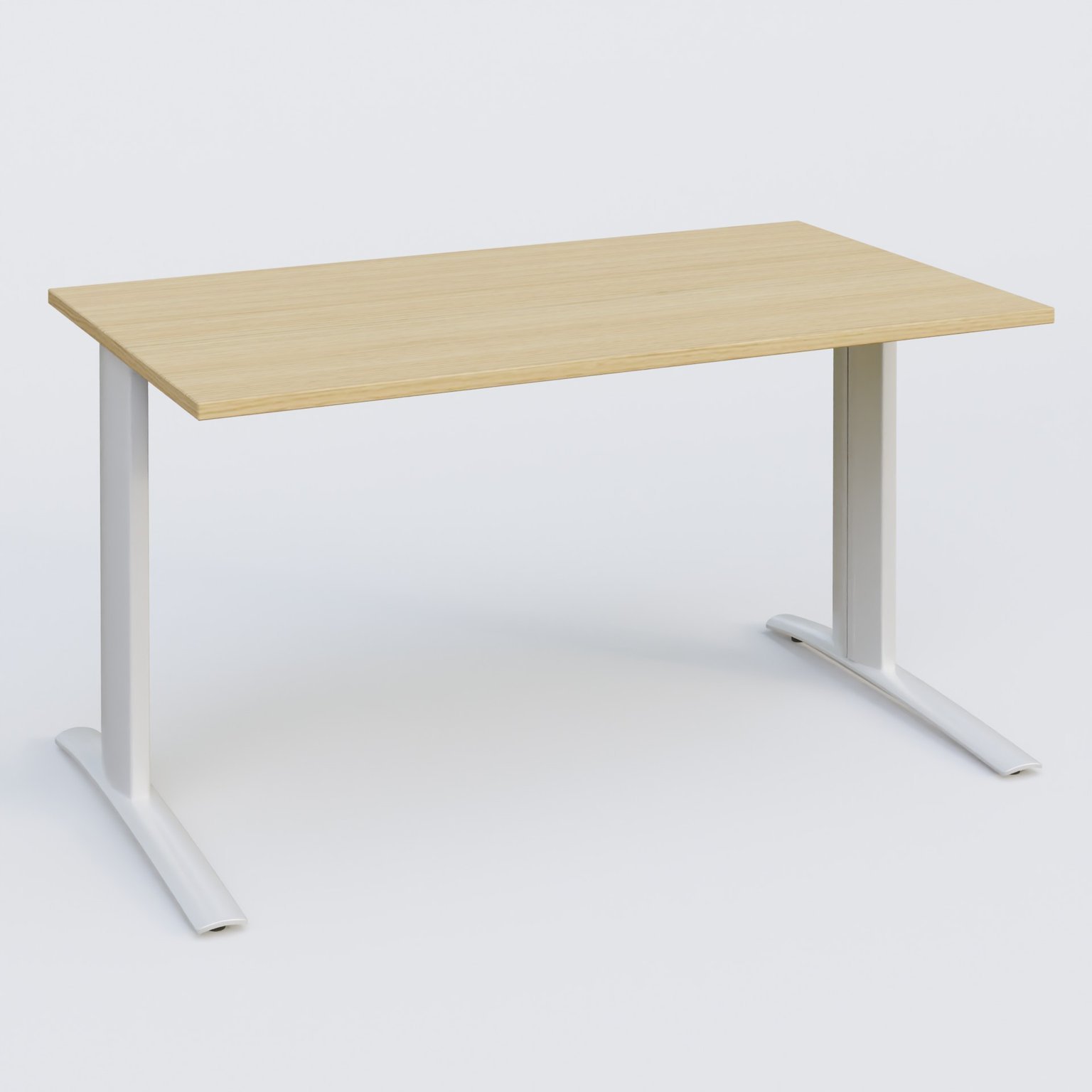 K1 Plateau droit 120x80 pieds fixe. Plateau Chêne clair et pietement Blanc