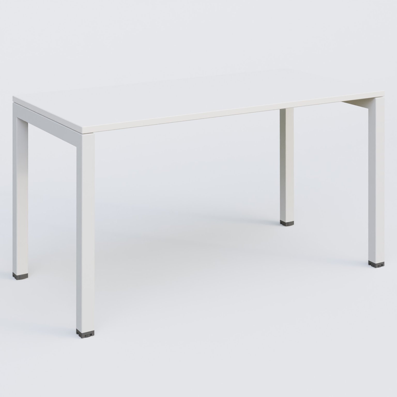 K3 Plateau droit 140x70 pieds fixe. Plateau Blanc et pietement Blanc.