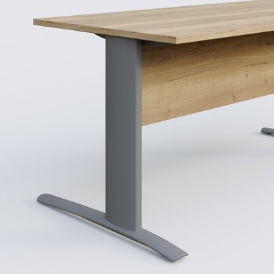 [Pas de famille] - [Pas de sous famille] - K1 Plateau droit 120x80 avec voile de fond bois. Plateau Chêne naturel et pietement Aluminium