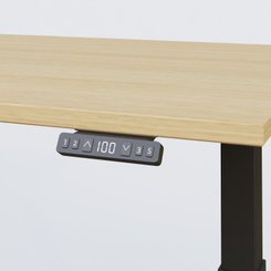 [Pas de famille] - [Pas de sous famille] - Poste solo 140*70 réglable en hauteur éléctriquement de 70-120 cm gamme KPro2. Plateau Chêne clair et pietement Noir.