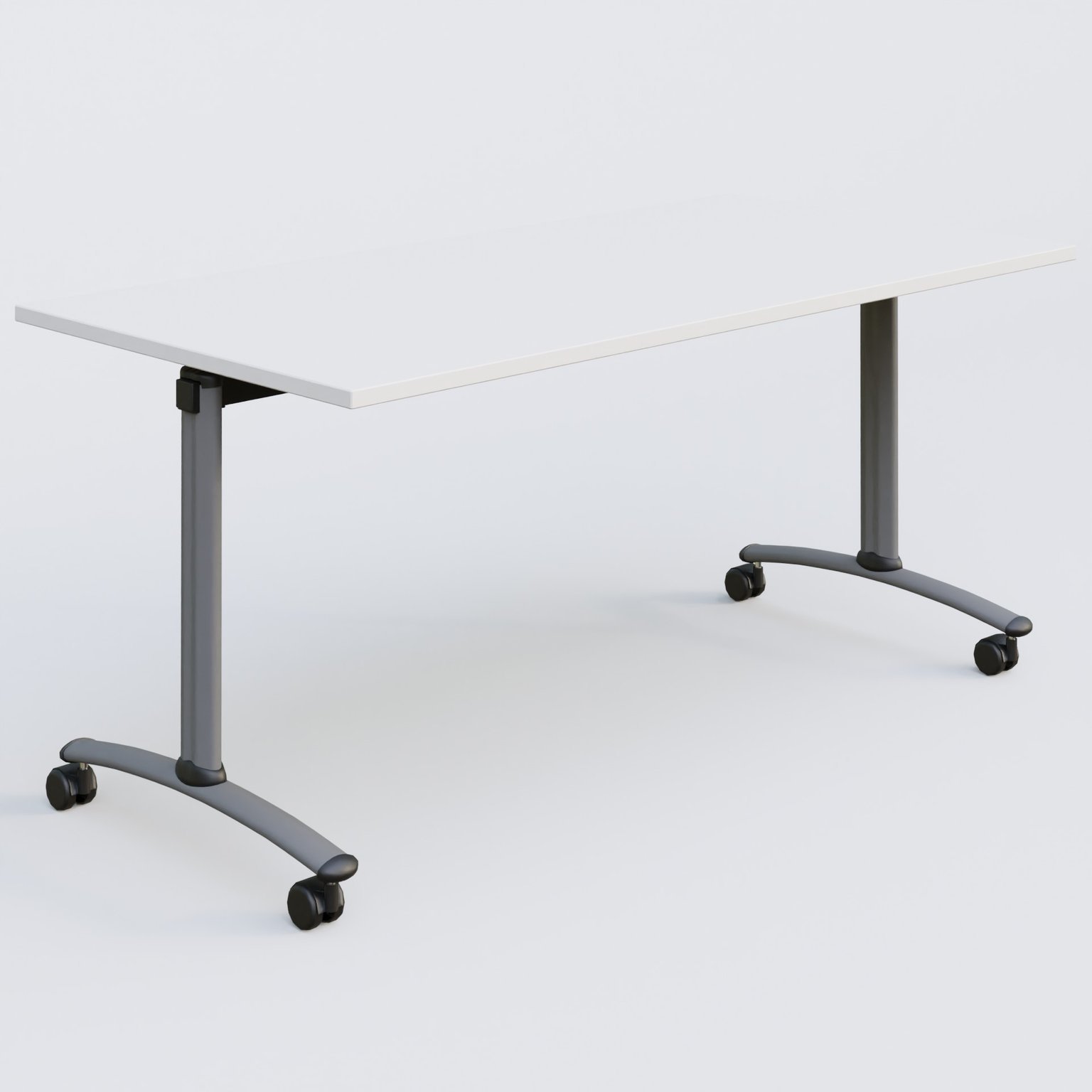 Table abattante gamme Arca 160-80 cm. Plateau Blanc et pietement Aluminium.
