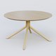 Table Basse Fashion Styl piètement 4 pieds en métal et plateau bois. Plateau Chêne et pietement Jaune Cuivre (RAL 1002).