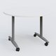 Table ronde abattante gamme Design D110 cm. Plateau Blanc et pietement Aluminium.