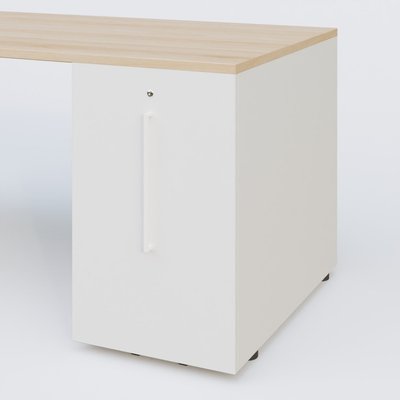 [Pas de famille] - [Pas de sous famille] - K1 Plateau droit 180x80 avec tour de rangement sous plateau à droite. Plateau Hêtre et pietement Aluminium