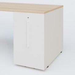 [Pas de famille] - [Pas de sous famille] - K1 Plateau droit 180x80 avec tour de rangement sous plateau à droite. Plateau Hêtre et pietement Aluminium
