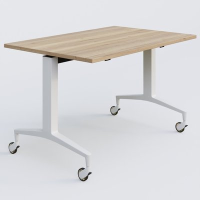 [Pas de famille] - [Pas de sous famille] - Module droit de la gamme LEM 120-80 cm. Plateau Chêne naturel et pietement Blanc.