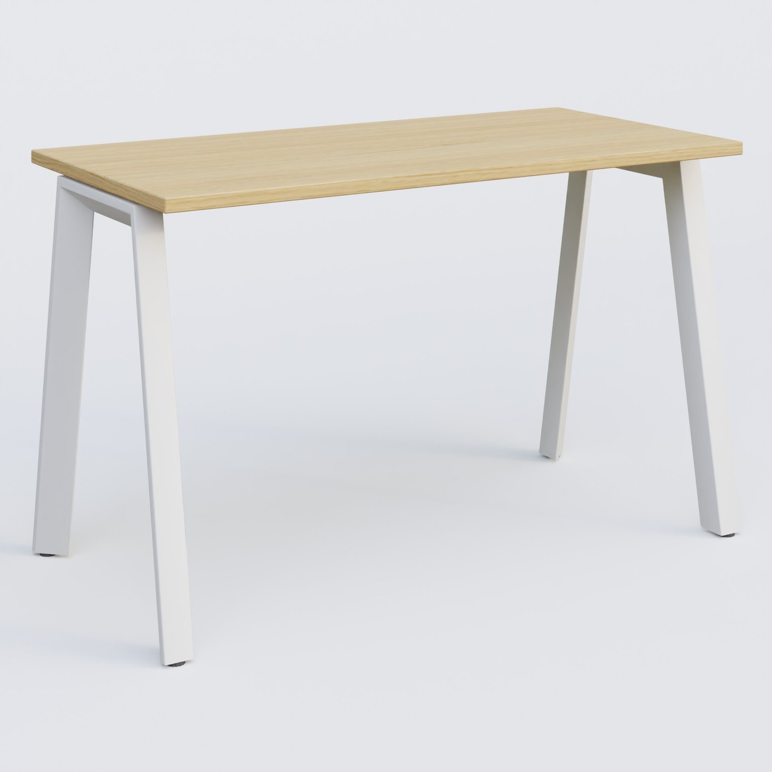 K8 plan droit 120*60 sur pieds fixe. Plateau Chêne clair et pietement Blanc