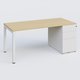 K3 Plateau droit 160x80 avec caisson métalique sous le plateau. Plateau Chêne clair et pietement Blanc