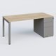 K3 Plateau droit 180x80 avec caisson métalique sous le plateau. Plateau Chêne naturel et pietement Aluminium