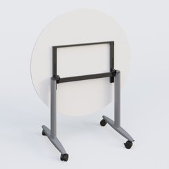 TABLES ABATTANTES - New Design - Table ronde abattante gamme Design D110 cm. Plateau Blanc et pietement Aluminium.