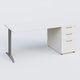 K2 Plateau droit 180x80 avec caisson porteur mélamine sous le plateau. Plateau , caisson Blanc et pietement Aluminium