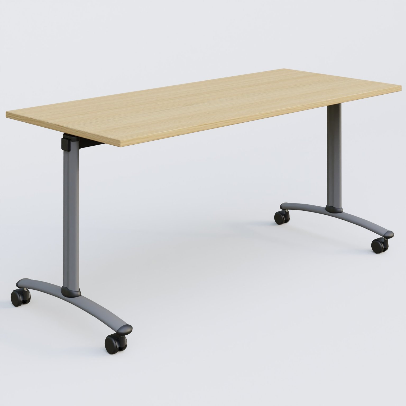 Table abattante gamme Arca 160-70 cm. Plateau Chêne clair et pietement Aluminium.