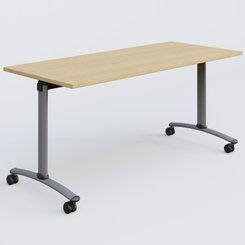 ARCA - TABLES ABATTANTES - Table abattante gamme Arca 160-70 cm. Plateau Chêne clair et pietement Aluminium.