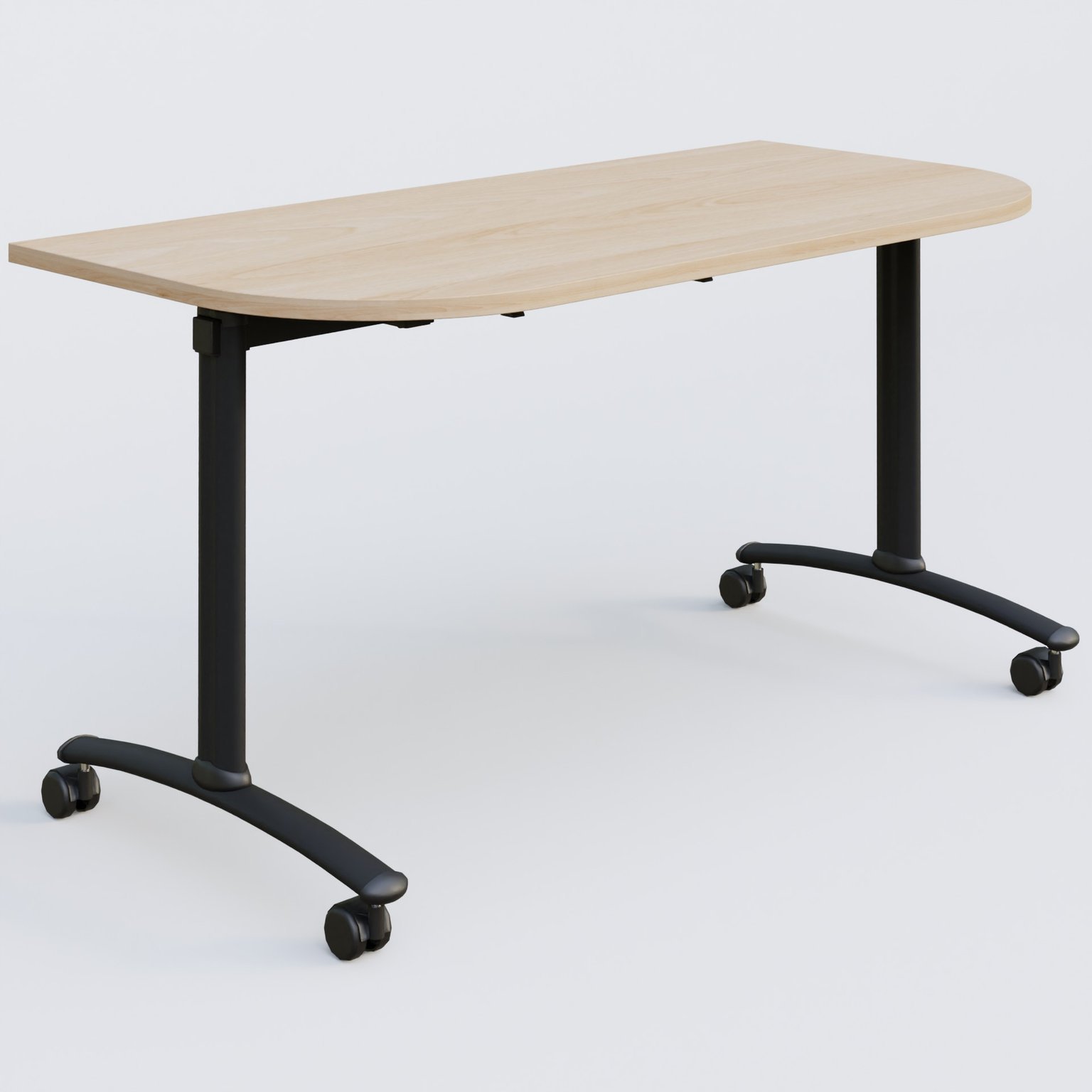 Module d'extrémité pour table abattante gamme Arca 145-70 cm. Plateau Hêtre et pietement Noir.