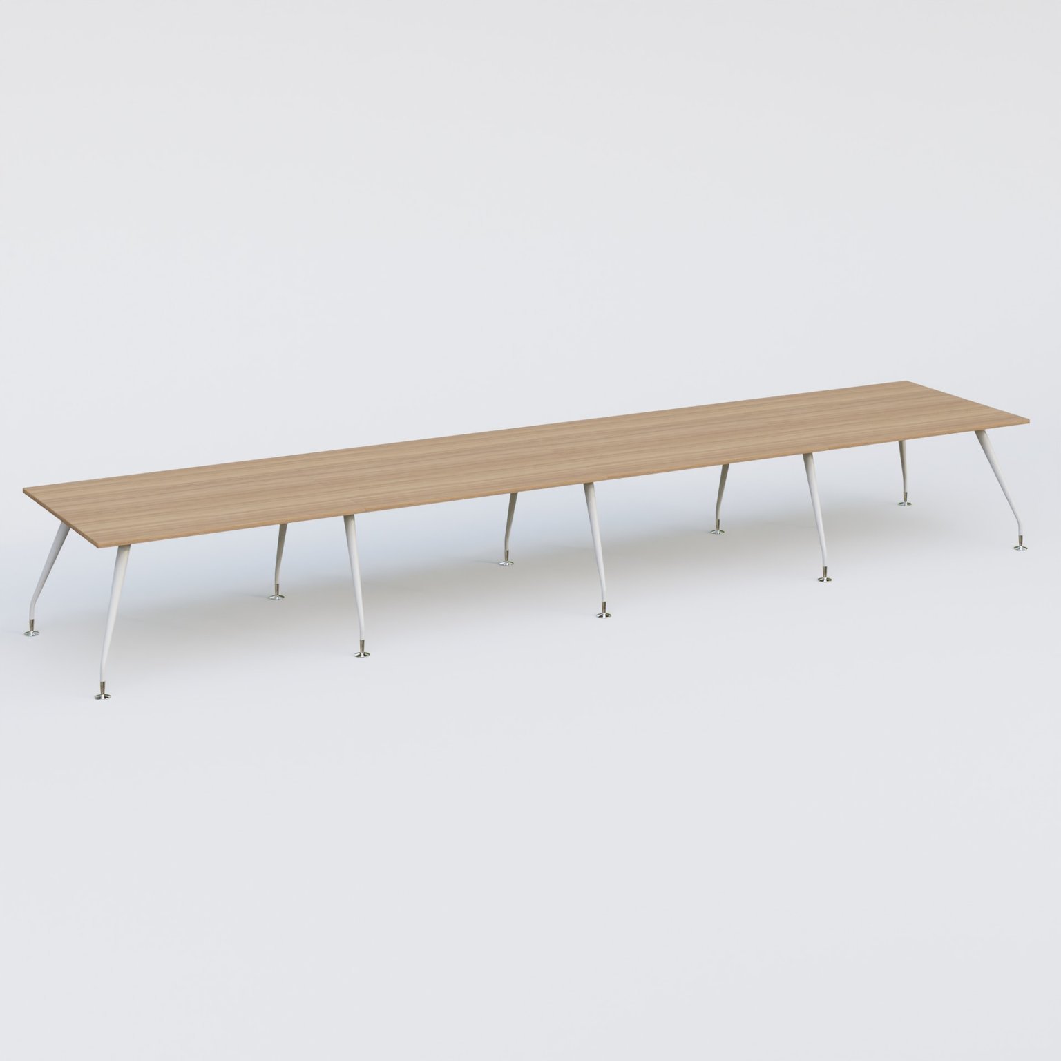 K5 table bench 560*120 cm. Plateau Noyer et pietement Blanc avec base chromé.