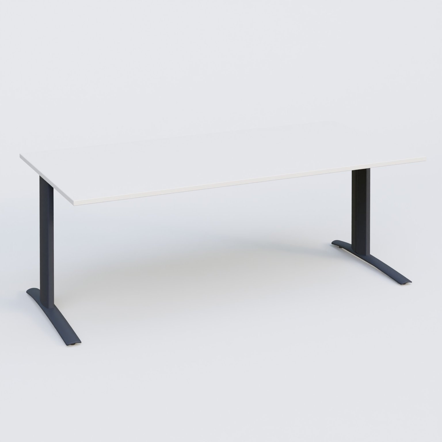 K1 Plateau droit 200x100 pieds fixe. Plateau Blanc et pietement Anthracite