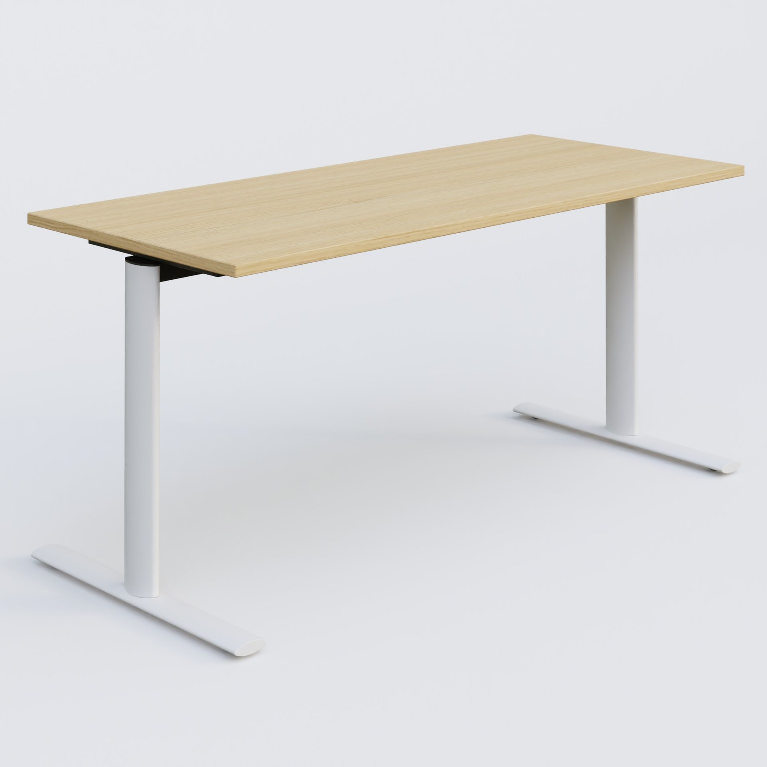 Module droit gamme Pure 160-70 cm. Plateau Chêne clair et pietement Blanc.