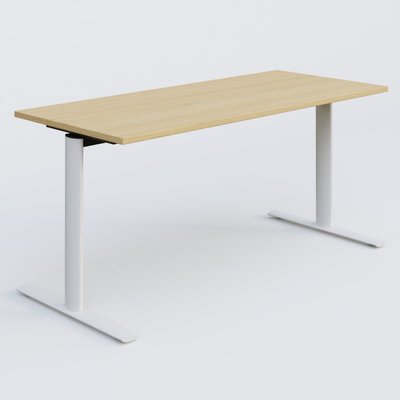 PURE - TABLES ABATTANTES - Module droit gamme Pure 160-70 cm. Plateau Chêne clair et pietement Blanc.