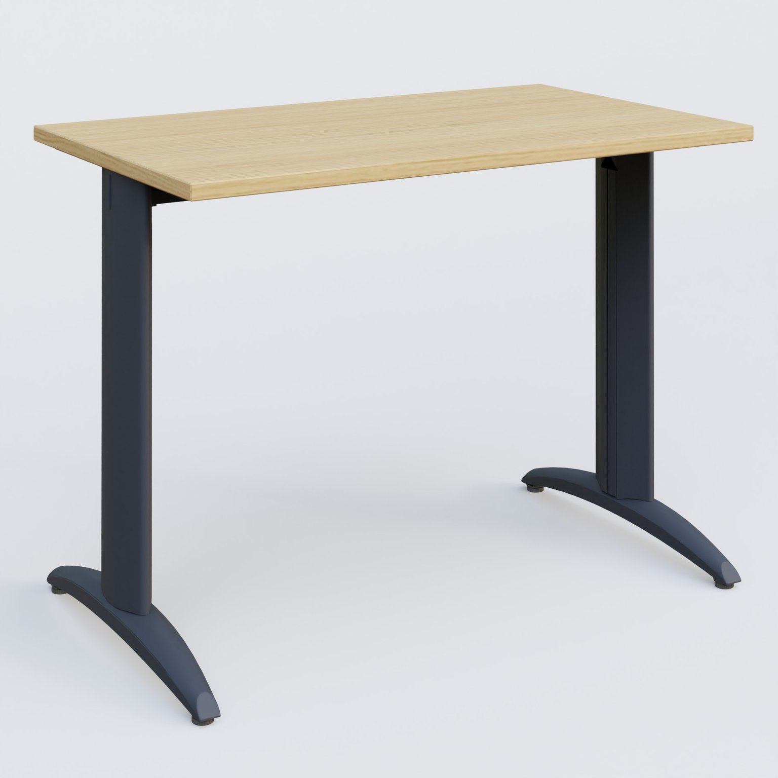 K2 Plateau droit 100x60 pieds fixe. Plateau Chêne clair et pietement Anthracite.