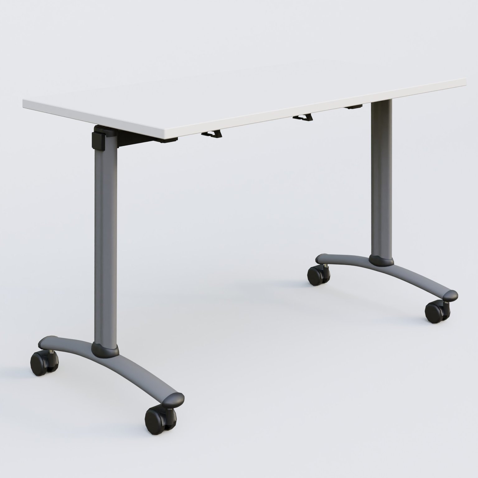 Table abattante gamme Arca 120-60 cm. Plateau Blanc et pietement Aluminium.