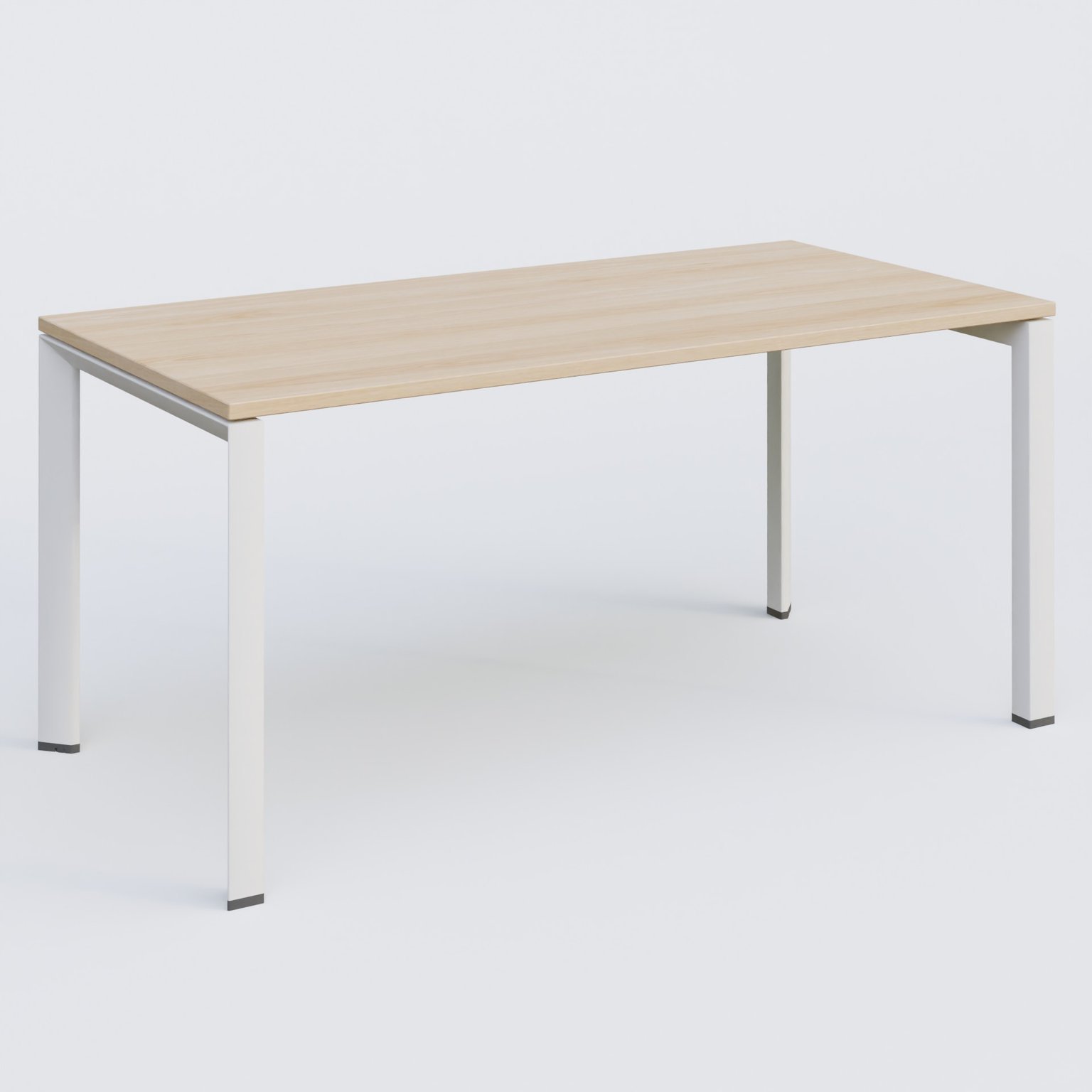K7 plan droit 160*80 sur pieds fixe. Plateau Hêtre et pietement Blanc
