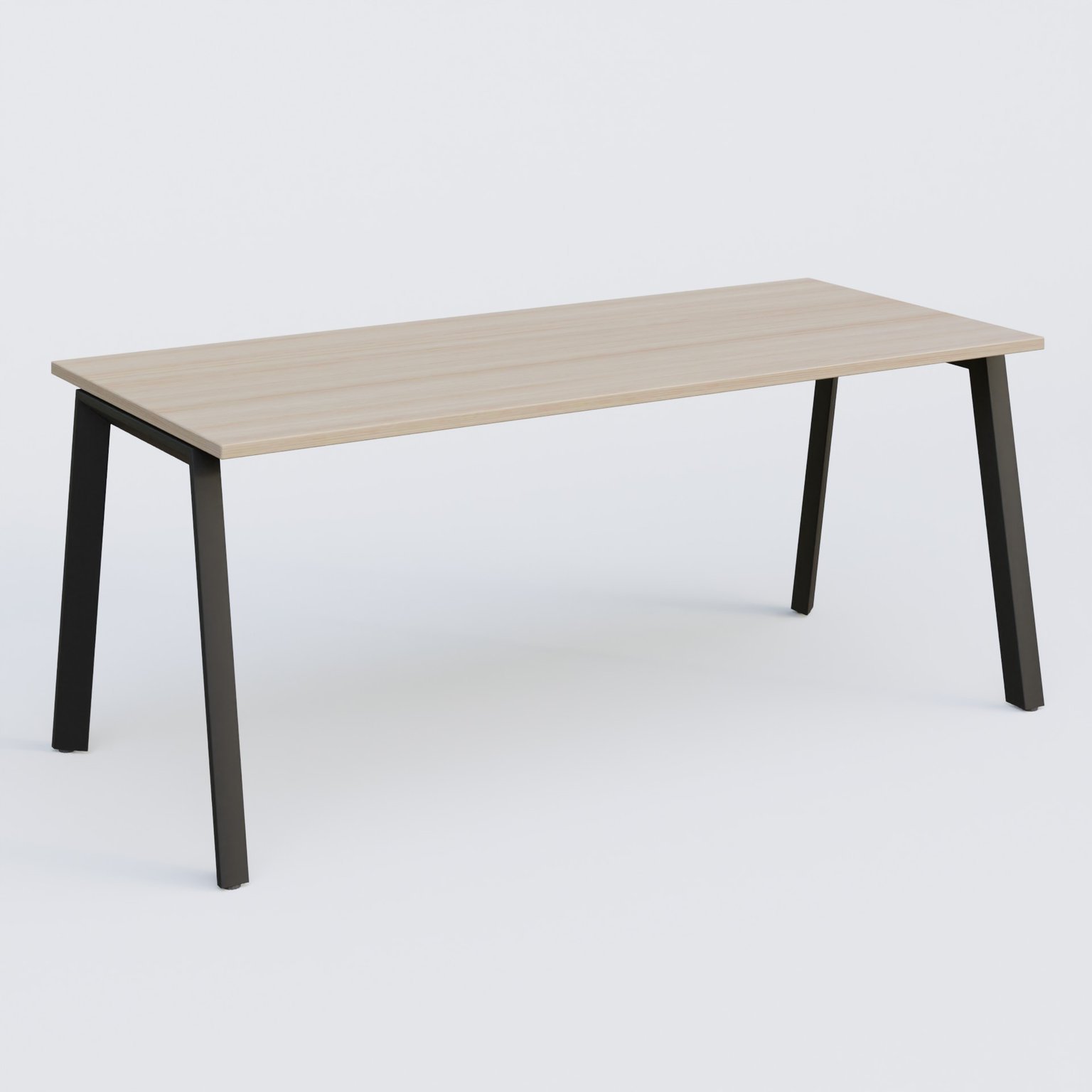 K8 plan droit 180*80 sur pieds fixe. Plateau Acacia et pietement Noir Grainé