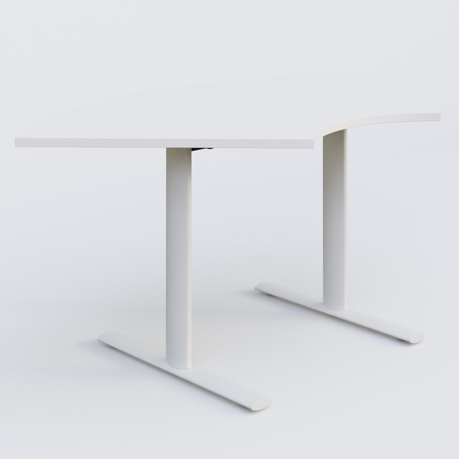 Module 1/4 de couronne gamme Pure 120-120 cm. Plateau Blanc et pietement Blanc.