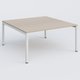 K3 Plateau droit 160x165 pieds fixe. Plateau Acacia et pietement Blanc.