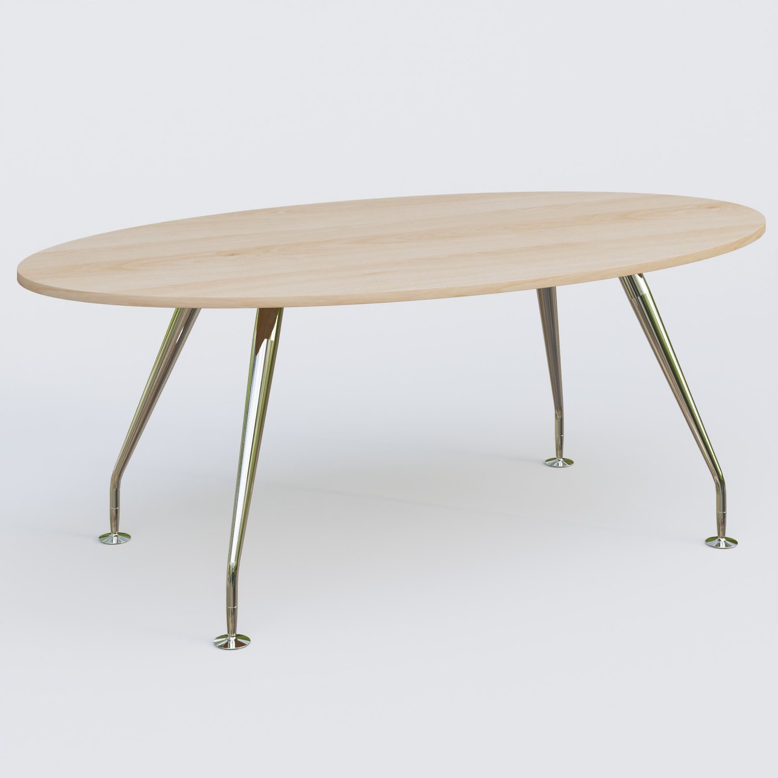 K5 table ovale 200*110 cm. Plateau Hêtre et pietement Chrome avec base chromé.