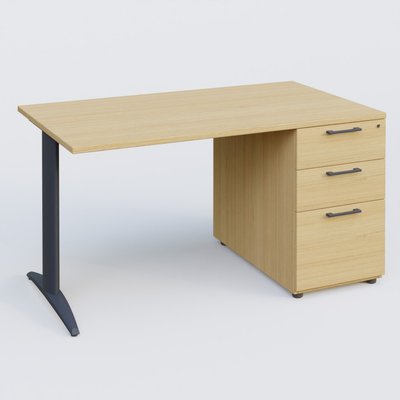 [Pas de famille] - [Pas de sous famille] - K2 Plateau droit 140x80 avec caisson porteur mélamine sous le plateau. Plateau , caisson Chêne clair et pietement Anthracite
