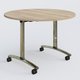 Table ronde gamme Arca D110 cm. Plateau Chêne naturel et pietement Chrome.