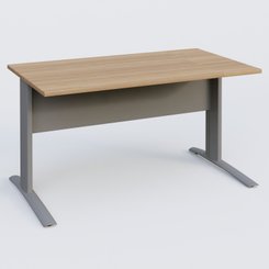 [Pas de famille] - [Pas de sous famille] - K1 Plateau droit 140x80 avec voile de fond métal. Plateau Noyer et pietement Aluminium