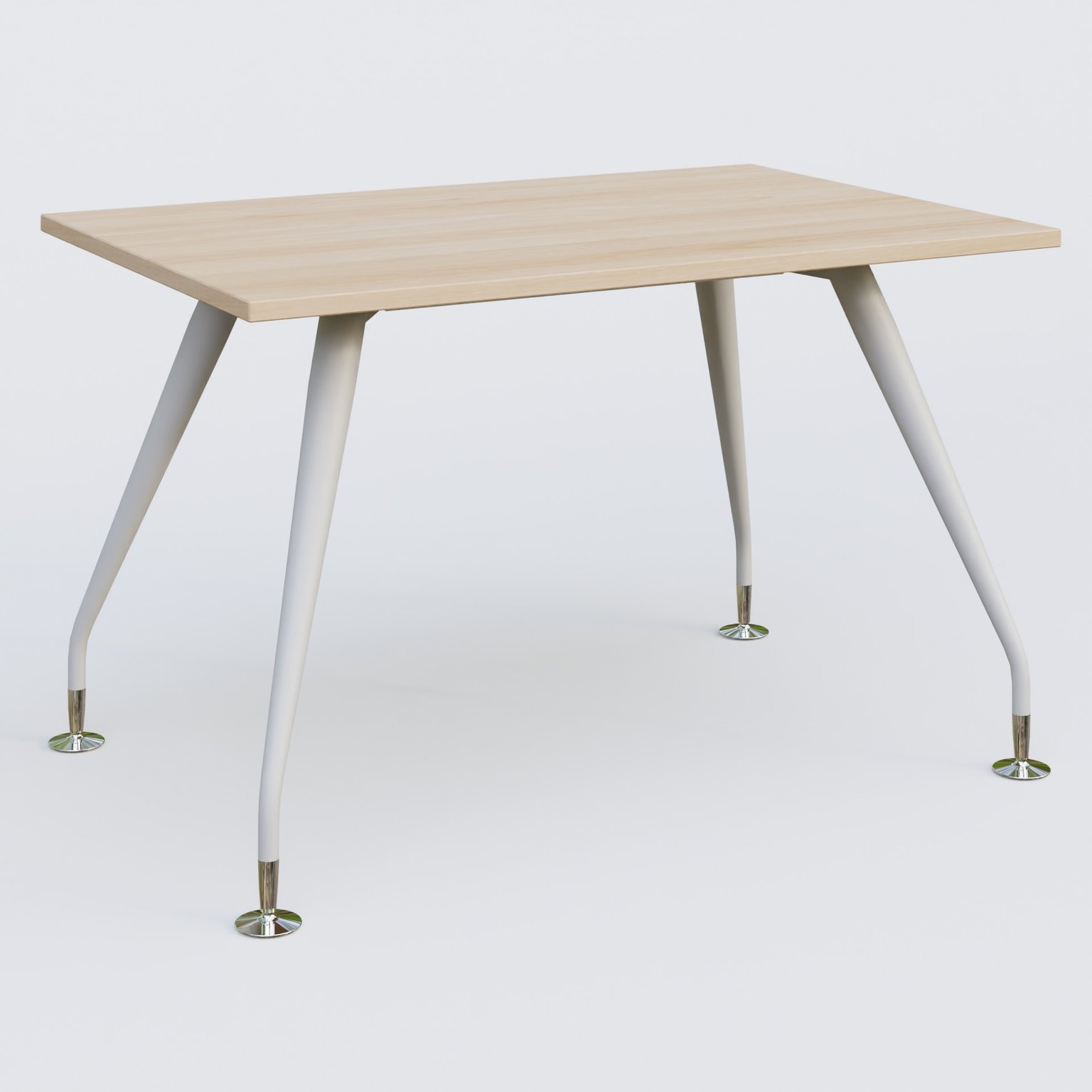 K5 plan droit 120*80 cm. Plateau Hêtre et pietement Blanc avec base chromé.