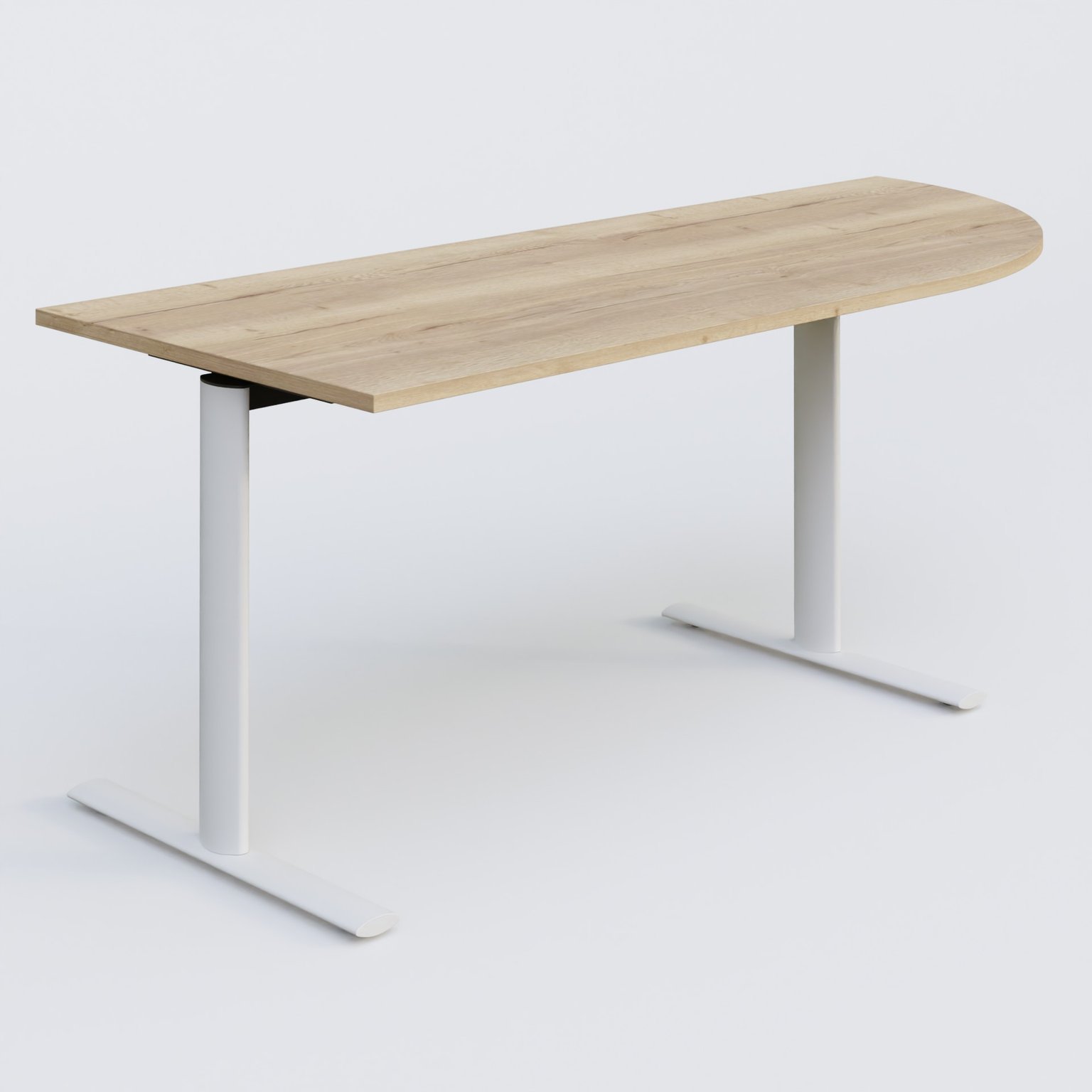 Module d'angle 90° intégré à droite, gamme Pure 200-80 cm. Plateau Chêne naturel et pietement Blanc.