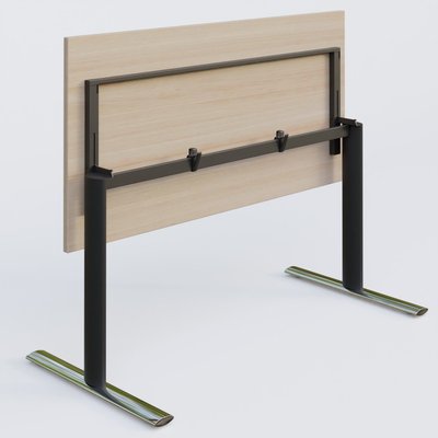 [Pas de famille] - [Pas de sous famille] - Module droit gamme Pure 180-80 cm. Plateau Acacia et pietement Noir/Chrome.
