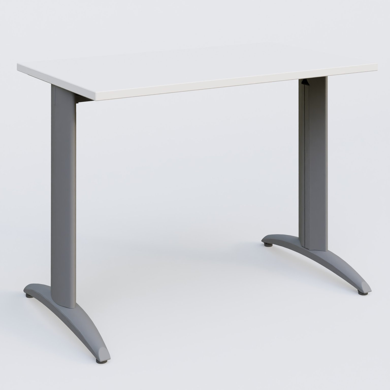 K2 Plateau droit 100x60 pieds fixe. Plateau Blanc et pietement Aluminium.