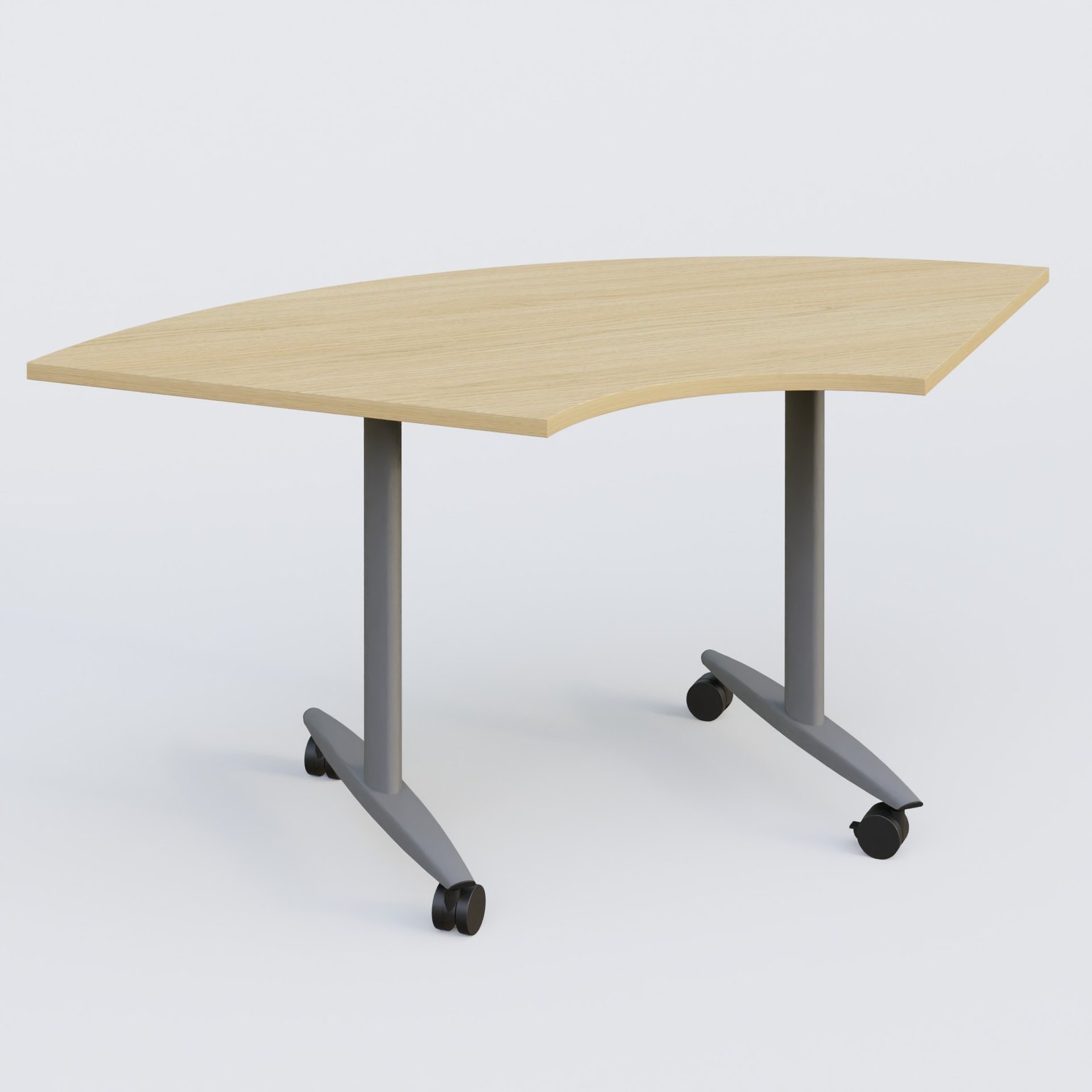 Module 1/4 de couronne pour table abattante gamme Design 120*120 cm. Plateau Chêne clair et pietement Aluminium.