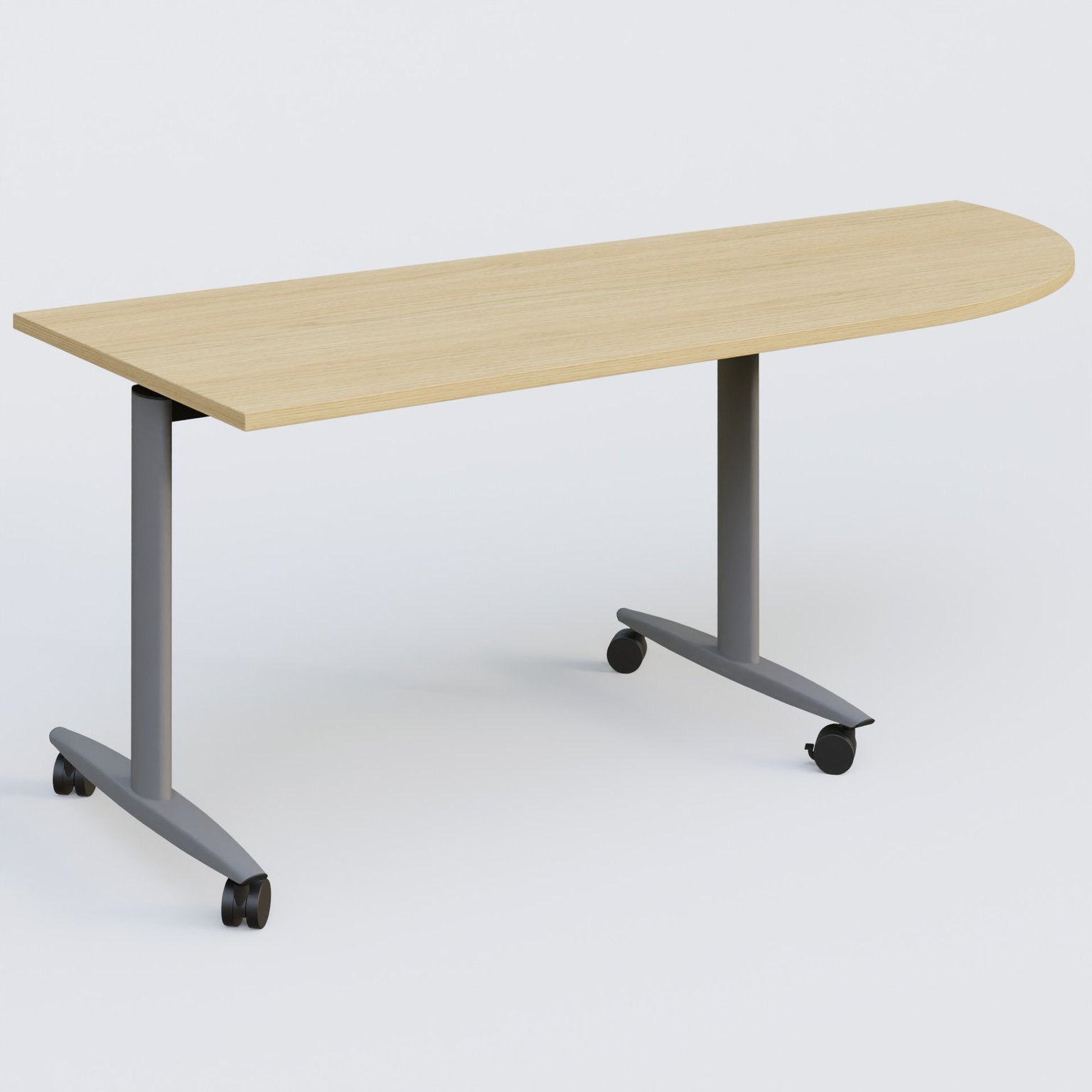 Module d'angle 90° pour table abattante gamme Design 200-80 cm à droite. Plateau Chêne clair et pietement Aluminium.
