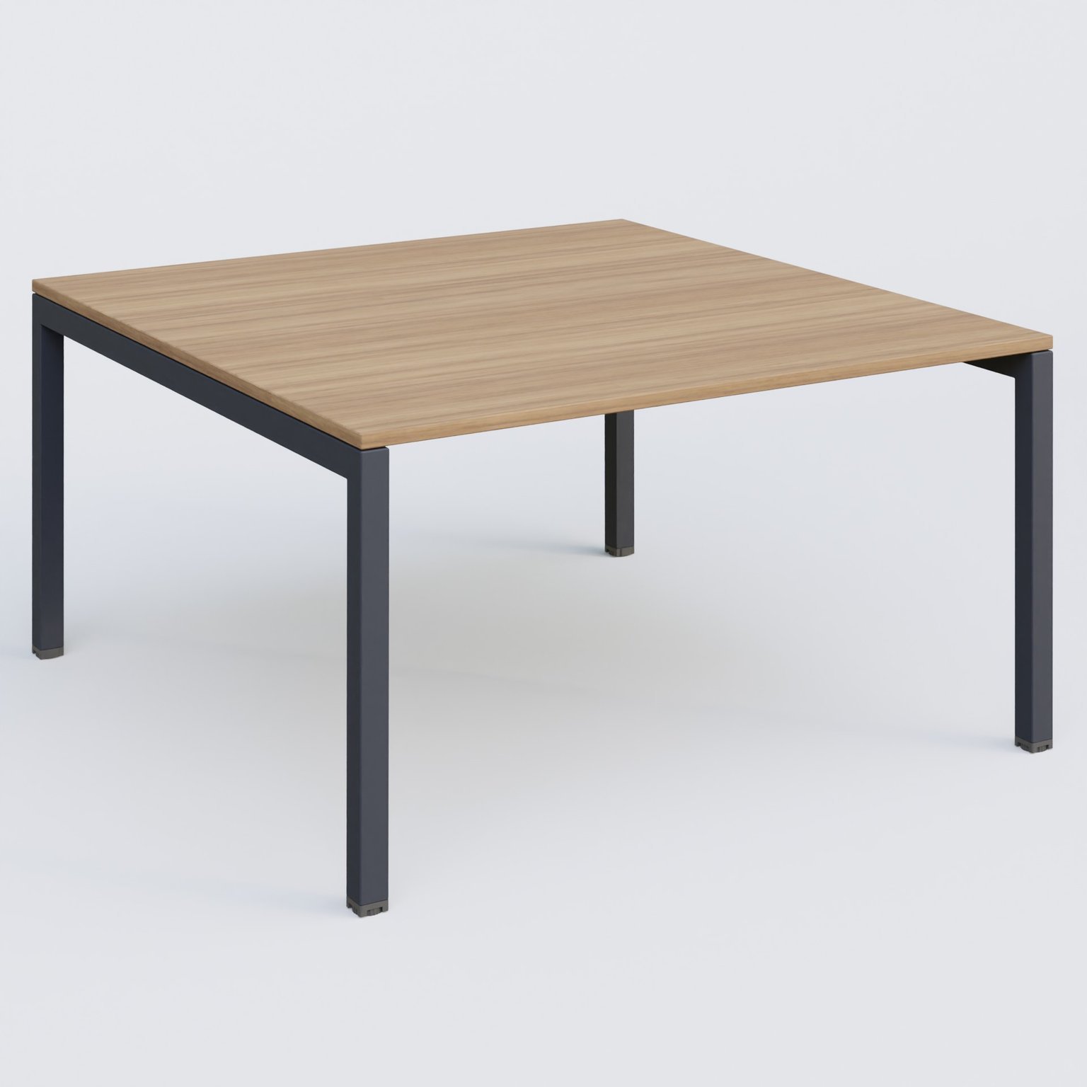 K3 Plateau droit 140x145 pieds fixe. Plateau Noyer et pietement Anthracite.