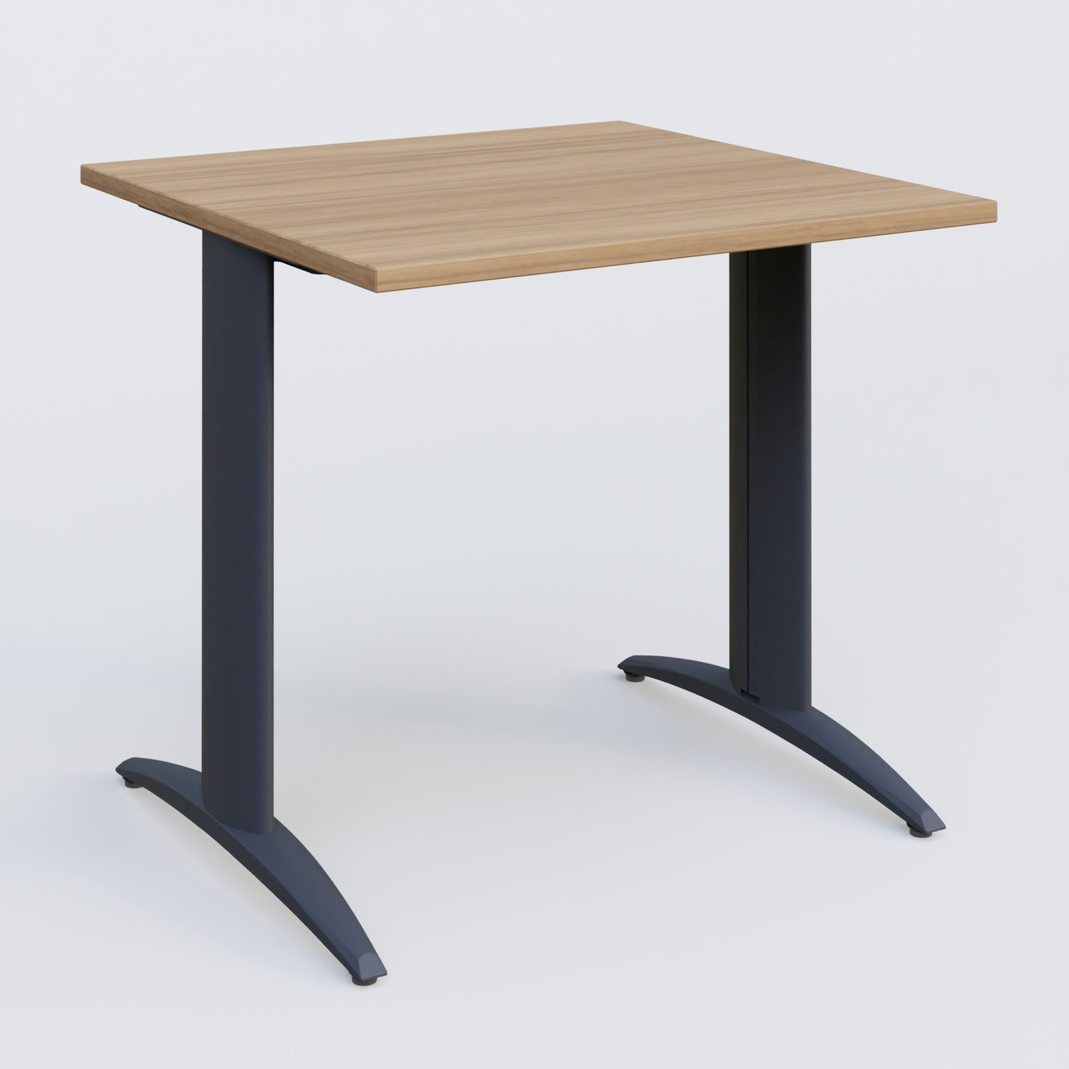 K2 Plateau droit 80x80 pieds fixe. Plateau Noyer et pietement Anthracite.