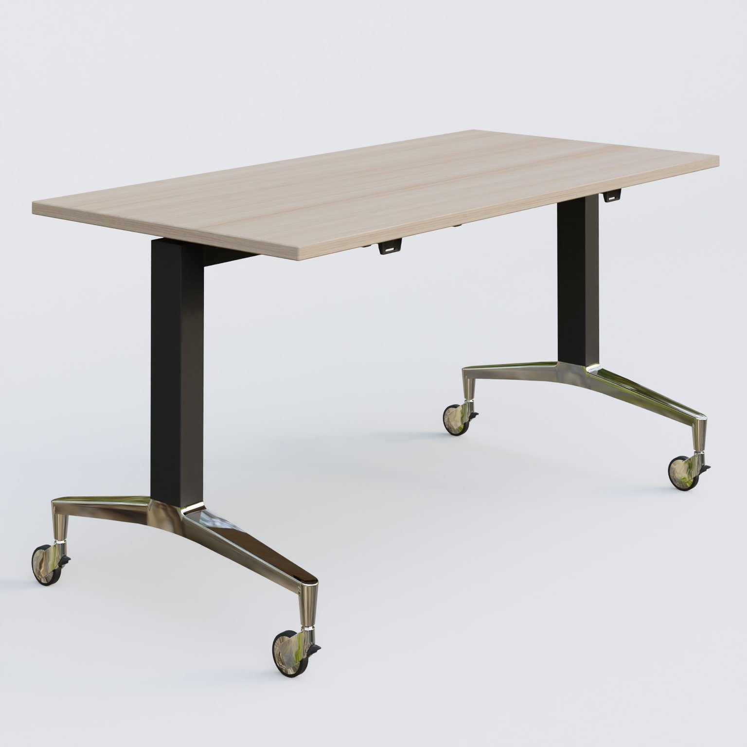 Module droit de la gamme LEM 140-70 cm. Plateau Acacia et pietement Noir/Chrome.