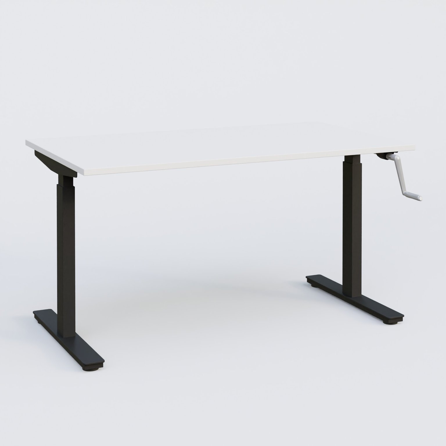 Poste solo 140*70 réglable en hauteur manuel 70-116 cm gamme KPro1. Plateau Blanc et pietement Noir.