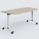 Module d'extrémité pour table abattante gamme Arca 165-80 cm. Plateau Acacia et pietement Blanc.