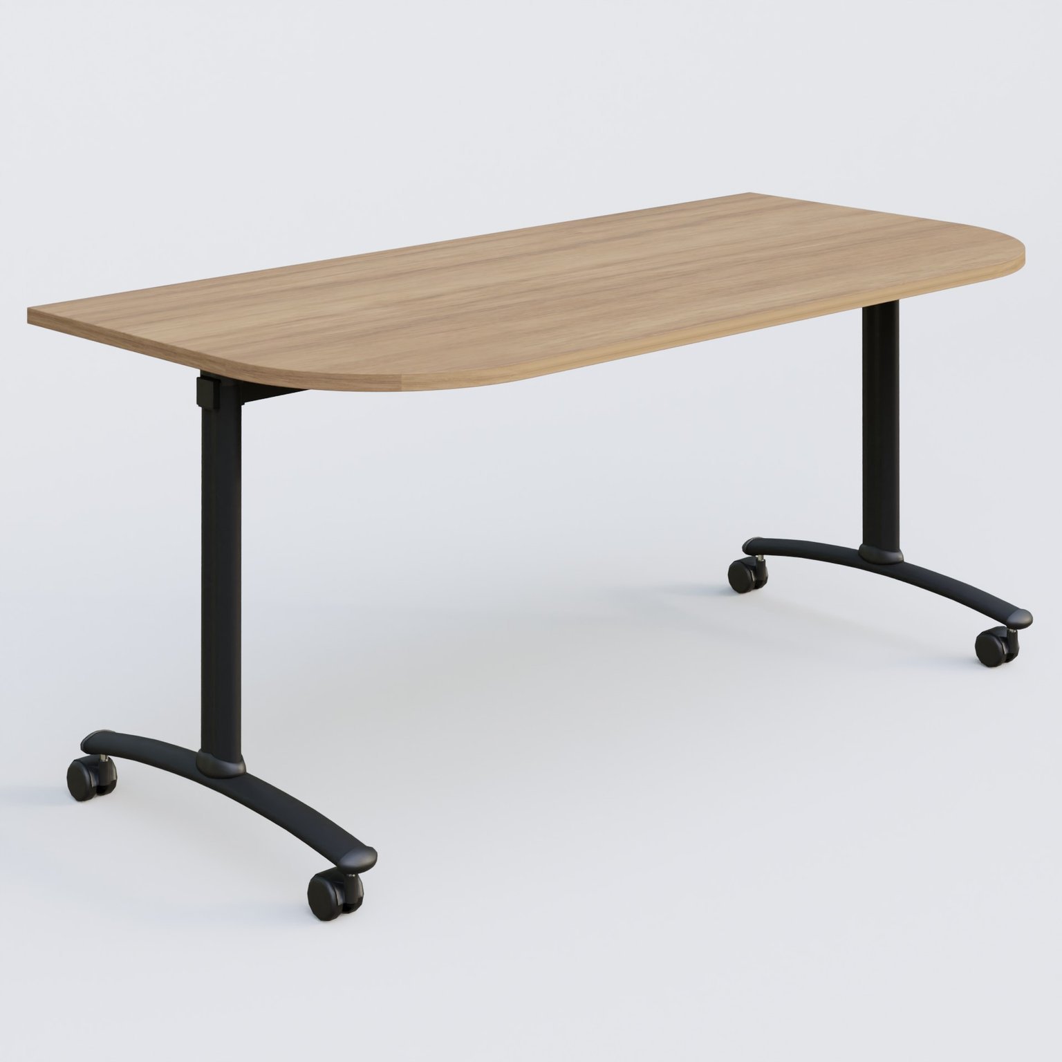 Module d'extrémité pour table abattante gamme Arca 165-80 cm. Plateau Noyer et pietement Noir.