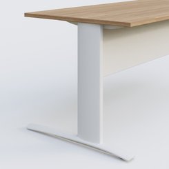 [Pas de famille] - [Pas de sous famille] - K1 Plateau droit 180x80 avec voile de fond métal. Plateau Noyer et pietement Blanc