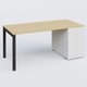 K3 Plateau droit 180x80 avec tour de rangement sous le plateau à droite. Plateau Chêne clair et pietement Noir Mat