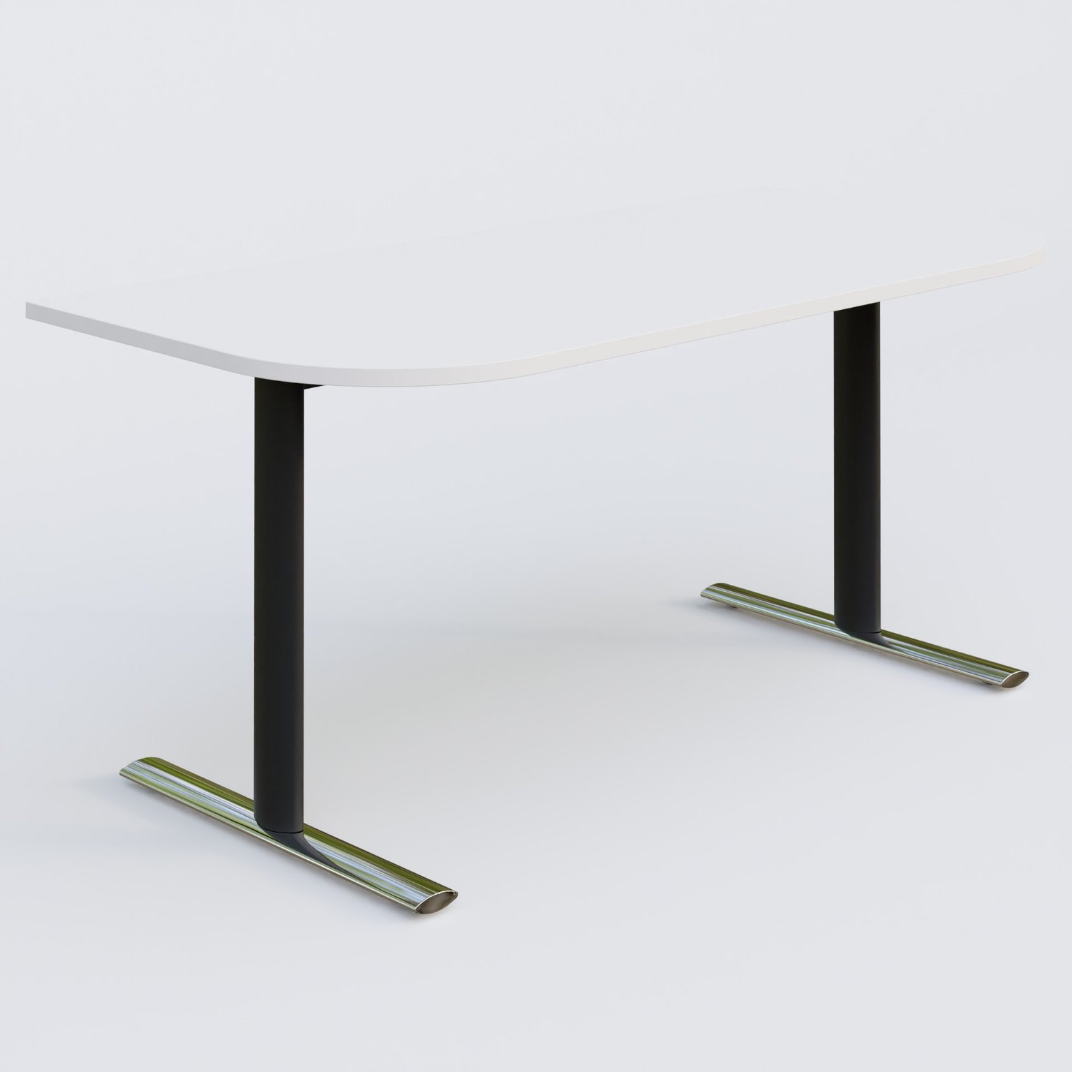 Module d'extrémité gamme Pure 165-80 cm. Plateau Blanc et pietement Noir/Chrome.