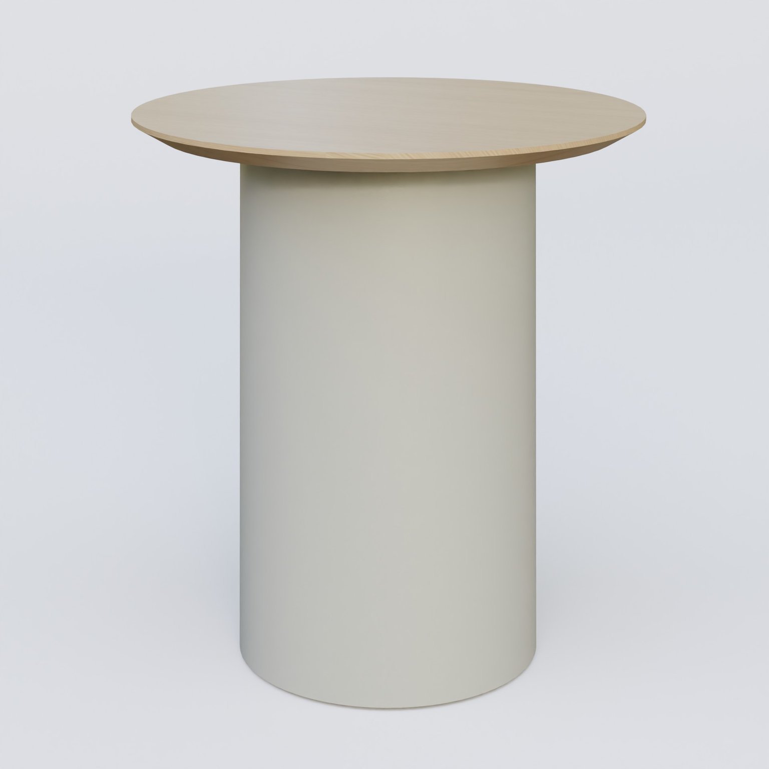 Table Basse Fashion Styl piètement colonne en métal D-26cm et plateau bois. Plateau Chêne et pietement Gris (RAL 7038).
