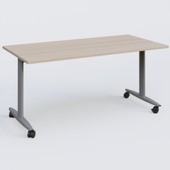 TABLES ABATTANTES - L.160xP.80cm  - Table abattante gamme Design 160*80 cm. Plateau Acacia et pietement Aluminium.
